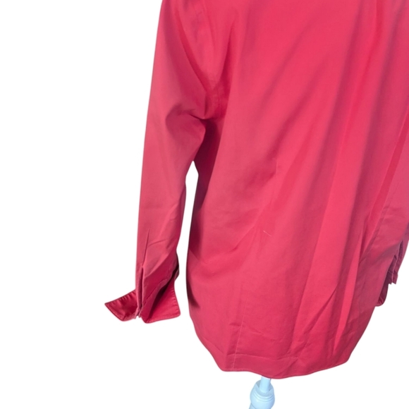 Vtg Talbots Red Shirt Fitted Button Down Tunic Cotton Notched Collar Sz 12 - Picture 4 of 8